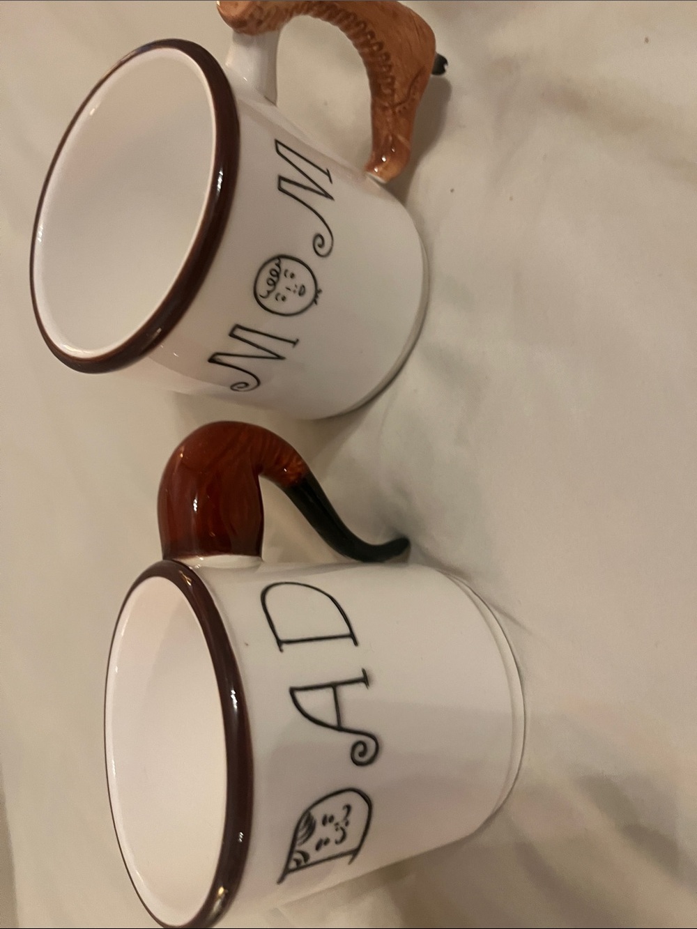 The Lefton Ceramic Dad and Mom Coffee Mug Set. Made in Japan.